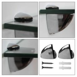 Mensola In Vetro Melko, Mensola In Vetro Ideale Per Il Bagno, La Doccia E Per La Decorazione Moderna Con Supporto In Acciaio Inox 20 X 10 X 0,6 Cm, Vetro Trasparente -Stile Bagno 27636934 3