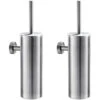 Portascopino WC Bagno In Acciaio Inox A Parete 2pcs Spazzolato Scopino Per WC E Supporto Con Coperchio+manico+spazzola Di Pulizia A 360º Splashproof Anti-odore Set Di Spazzole Per WC A Muro