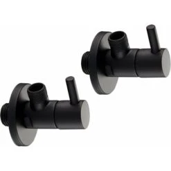 Coppia Di Rubinetti Sottolavabo Connessioni 1/2x 3/8G Piralla Rubinetterie CRSTNR12 Nero Opaco