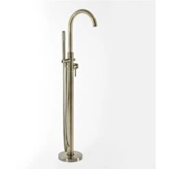 Hudson Reed Clarus Gruppo Vasca Freestanding Con Doccetta - Rubinetto Miscelatore A Terra Per Vasche Da Bagno - Ottone Oro Spazzolato - 1190 X 160mm