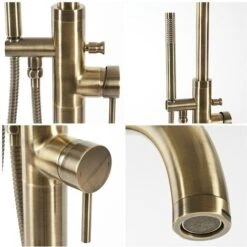 Hudson Reed Clarus Gruppo Vasca Freestanding Con Doccetta - Rubinetto Miscelatore A Terra Per Vasche Da Bagno - Ottone Oro Spazzolato - 1190 X 160mm -Stile Bagno 29506596 4