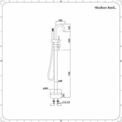 Hudson Reed Clarus Gruppo Vasca Freestanding Con Doccetta - Rubinetto Miscelatore A Terra Per Vasche Da Bagno - Ottone Oro Spazzolato - 1190 X 160mm -Stile Bagno 29506596 5