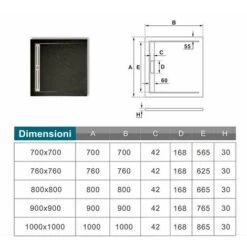Piatto Doccia Quadrato 70x70x3 Cm In Pietra Vulcanica E Resina Mista Finitura Pietra Nera Ruvida Ultraslim Antiscivolo Antibatterico -Stile Bagno 29873990 3