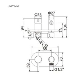 Ibergrif M22010 - Set Doccetta Bidet Incasso Per WC Con Supporto E Flessibile, Acqua Calda E Fredda, Cromo, Argento