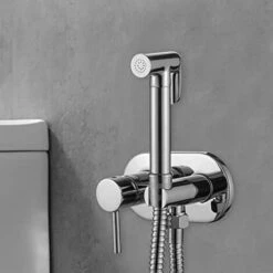 Ibergrif M22010 - Set Doccetta Bidet Incasso Per WC Con Supporto E Flessibile, Acqua Calda E Fredda, Cromo, Argento -Stile Bagno 29920454 3