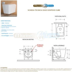 Sanitari Bagno Bidet E Vaso WC SOSPESI Filomuro RIMLESS In Ceramica Con Sedile Coprivaso Softclose - Staffe Escluse CUBE -Stile Bagno 30788311 3