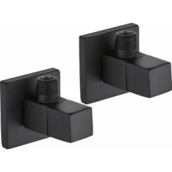 Coppia Di Rubinetti Sottolavabo Connessioni 1/2x 3/8G Piralla Rubinetterie CRSQNR12 Nero Opaco