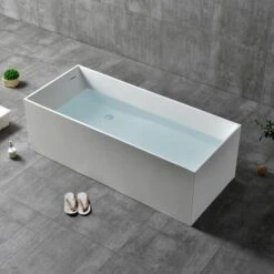 Vasca Da Bagno Free Standing Ines Artificial Stone Bianco Opaco Matt Misure L160x72x55 Cm - Confezione 1 -Stile Bagno 31132541 3