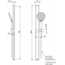 Saliscendi Doccia Con Asta Rettangolare Damast Concept One 16398 Cromo -Stile Bagno 31493826 4