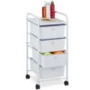 Relaxdays Carrellino Salvaspazio Con 4 Cassetti, Metallo & Plastica, Carrello Porta Trucchi Da Bagno, Multiuso, Bianco
