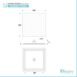 Soffione Doccia Slim Quadrato 30x30 Cm In Acciaio Cromato -Stile Bagno 31938081 3