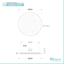 Soffione Doccia Slim Tondo Diametro 20 Cm In Acciaio Cromato -Stile Bagno 31938087 4