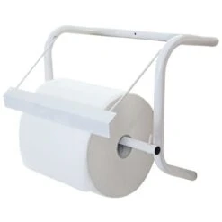 Portarotolo A Parete Metallico Bianco Supporto Rotolone Bobina Carta Asciugamani