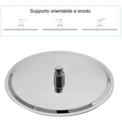 Set Doccia Cromato Con Braccio Tondo 40 Cm + Soffione Tondo 30 Cm -Stile Bagno 32028368 5