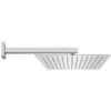 Set Doccia Quadrato Cromo Con Braccio 40 Cm + Soffione In Acciaio 25x25 Cm