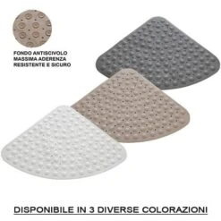 Tappeto Doccia Antiscivolo Angolare In PVC Tortora 54x54 Cm -Stile Bagno 32203844 3