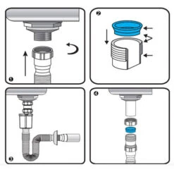 Tubo Antiodore Flessibile Deodorizzazione Acqua Lavello Scarico DGO-168 -Stile Bagno 32534347 3