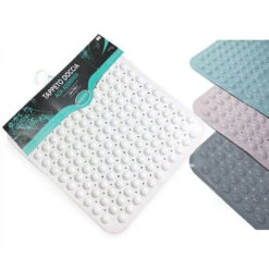 Tappeto Doccia Antiscivolo Colorato Quadrato 54X54cm Ventose PVC Non Slip