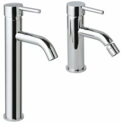 COPPIA DI RUBINETTI PER LAVABO ALTO CROMATO E BIDET FASSA