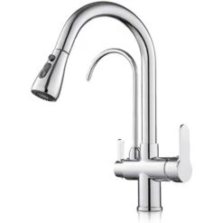 Rubinetto Osmosi Inversa A 3 Vie, Estraibile, Linee Curve Serie Apolo Cromato