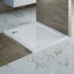 Piatto Doccia In Acrilico Bordato Bianco Lucido Mod. Flower 70x70x4 Cm Quadrato -Stile Bagno 3310288 3