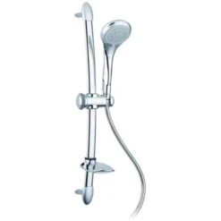 Saliscendi Per Box Doccia Asta Con Doccetta Acciaio E Abs 5 Getti Mod. Saturn