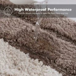 Tappetino Da Bagno In Microfibra, Morbido Tappetino Da Bagno Antiscivolo, Eleganti Tappetini Da Bagno Shaggy A Strisce Per Bagni 50x80cm - Beige E Marrone -Stile Bagno 33219024 4
