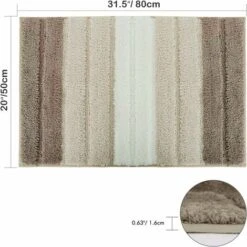 Tappetino Da Bagno In Microfibra, Morbido Tappetino Da Bagno Antiscivolo, Eleganti Tappetini Da Bagno Shaggy A Strisce Per Bagni 50x80cm - Beige E Marrone -Stile Bagno 33219024 5