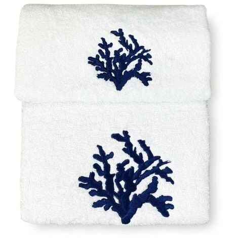 SET Asciugamani CORALLO BLU Puro Cotone Made In Italy 2 SET Asciugamani CORALLO BLU Puro Cotone Made In Italy - immagine 2