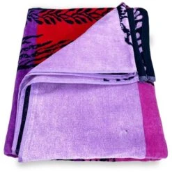 TELO MARE In Spugna Puro Cotone ALBERO DELLA VITA ROSSO E VIOLA Misura Grande Cm. 90 X 170 E Zaino Spiaggia -Stile Bagno 33366672 4