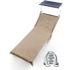 TELO MARE LETTINO In Spugna Di Puro Cotone BEDDY BEACH © Con Tasche MISURA CM. 75 X 190 E Zaino SPIAGGIA Tortora