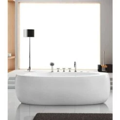 VASCA DA BAGNO IDROMASSAGGIO 190 CM OVALE CENTRO STANZA MODERNA IN ACRILICO POSIZIONAMENTO LIBERO FREESTANDING DIANA