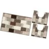Tappeto Bagno Set 3 Pezzi Moderno Soffice Antiscivolo Assorbente Doccia 100% Made In Italy - Marrone