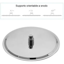 Set Doccia Cromo Braccio Tondo 35 Cm + Soffione Tondo 20 Cm In Acciaio -Stile Bagno 34190356 5