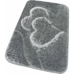 Tappeto Bagno Cuori Soffice Antiscivolo Assorbente Scendiletto Doccia 100% Made In Italy Grigio - 50x80 Cm