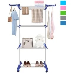 Stendibiancheria Verticale Stendino A Torre 3 Livelli Con Ruote Pieghevole