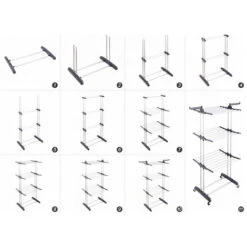 Stendibiancheria Verticale Stendino A Torre 3 Livelli Con Ruote Pieghevole -Stile Bagno 34740722 5