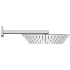 Set Doccia Quadrato Cromo Braccio 30 Cm + Soffione 20x20 Cm Acciaio