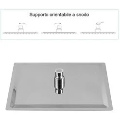 Set Doccia Quadrato Cromo Braccio 30 Cm + Soffione 20x20 Cm Acciaio -Stile Bagno 35427463 5