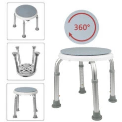 Sedile Doccia 360 Girevole Sgabello Doccia Sedia Da Doccia Regolabile In Altezza Panca Da Bagno Rotonda -Stile Bagno 35538641 4