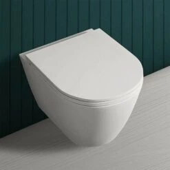 Wc Sospeso Rimfree Serie Feeling In Ceramica Con Finitura Bianco Matt