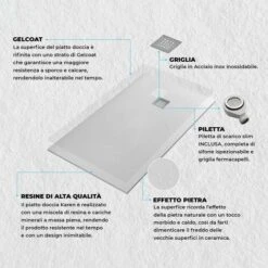 Piatto Doccia Resina 70x70 Su Misura Bianco Effetto Pietra Karen -Stile Bagno 35779777 3