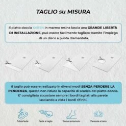 Piatto Doccia Su Misura 70x130 Karen In Resina Bianco Effetto Pietra -Stile Bagno 35779793 4