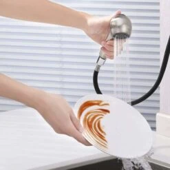 SOEKAVIA Rubinetto Da Cucina Di Ricambio Per Doccia A Mano 2 Tipi Di Ricambio Per Rubinetto Da Cucina A Spruzzo Per Rubinetto Miscelatore In Nichel Spazzolato, PFS4-BN -Stile Bagno 35820869 3