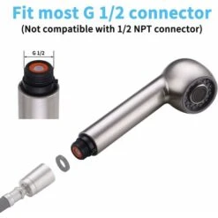 SOEKAVIA Rubinetto Da Cucina Di Ricambio Per Doccia A Mano 2 Tipi Di Ricambio Per Rubinetto Da Cucina A Spruzzo Per Rubinetto Miscelatore In Nichel Spazzolato, PFS4-BN -Stile Bagno 35820869 4