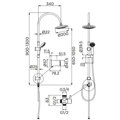 Colonna Doccia Serie Gru Con Soffione Di Diametro 20 Cm E Doccino 5 Funzioni 2 Colonna Doccia Serie Gru Con Soffione Di Diametro 20 Cm E Doccino 5 Funzioni - immagine 2