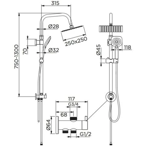 Colonna Doccia Serie Oasi Design Quadro E Risparmio Acqua Integrato Con Soffione In Acciaio 2 Colonna Doccia Serie Oasi Design Quadro E Risparmio Acqua Integrato Con Soffione In Acciaio - immagine 2