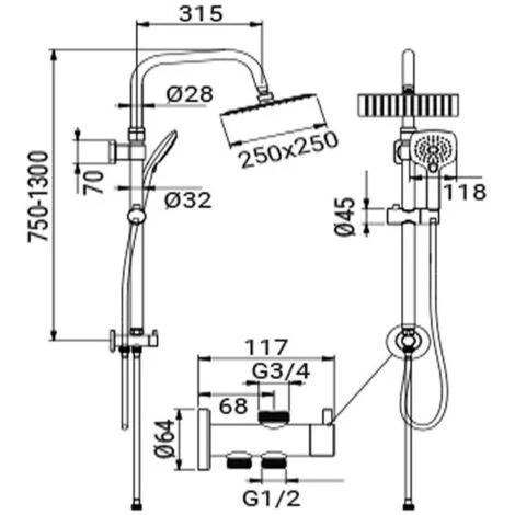 Colonna Doccia Serie Oasi Design Quadro E Risparmio Acqua Integrato Con Soffione In Acciaio 4 Colonna Doccia Serie Oasi Design Quadro E Risparmio Acqua Integrato Con Soffione In Acciaio - immagine 4