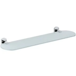 Mensola In Vetro Satinato Verde - Serie Forma Con Supporti Cromati