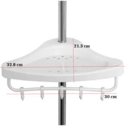 Scaffale Angolare Da Bagno Telescopico Salvaspazio Regolabile 225/280cm Bianco -Stile Bagno 36242354 4